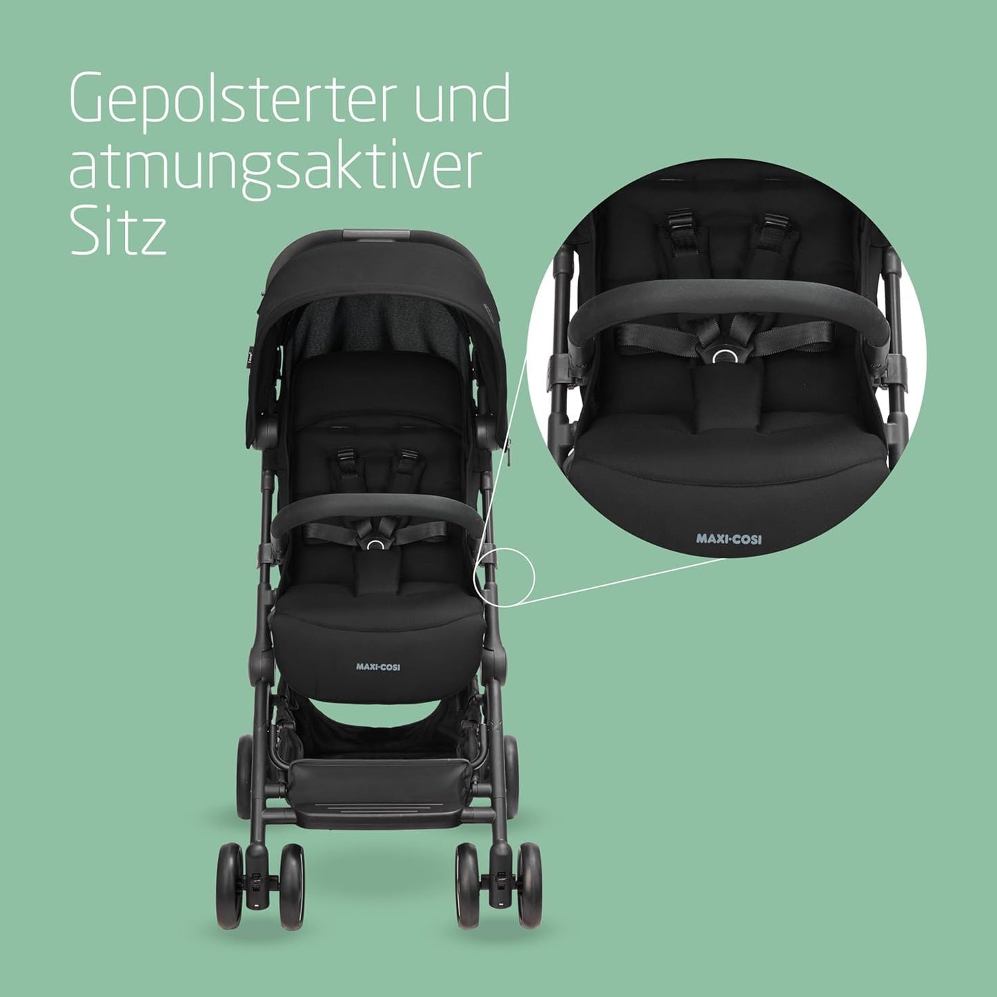 Maxi-Cosi Lara2 Buggy, leicht & kompakt, Liegefunktion, bis 22 kg, Schwarz