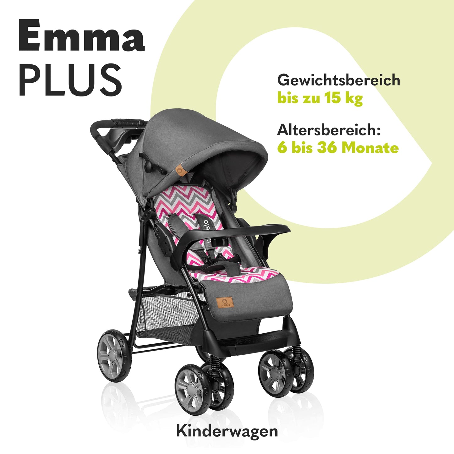LIONELO Emma Plus Buggy, leicht & faltbar, Liegefunktion, bis 15 kg, Pink