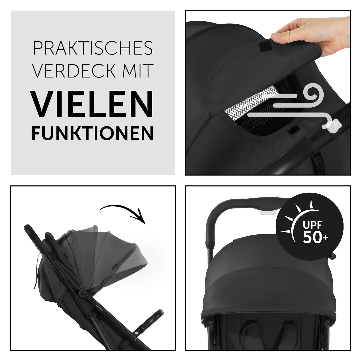 Hauck Travel N Care Reise Buggy, leicht & kompakt, bis 22 kg, Schwarz