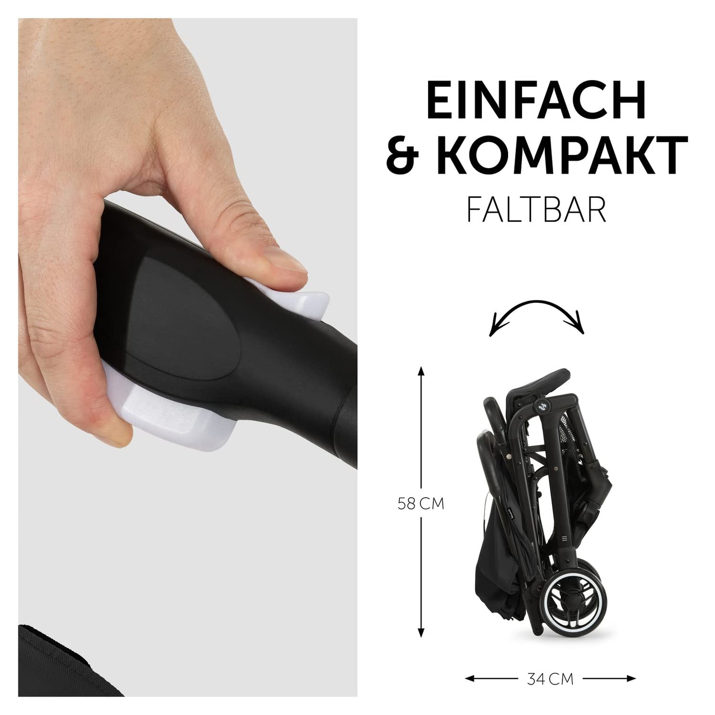 Hauck Travel N Care Reise Buggy, leicht & kompakt, bis 22 kg, Schwarz
