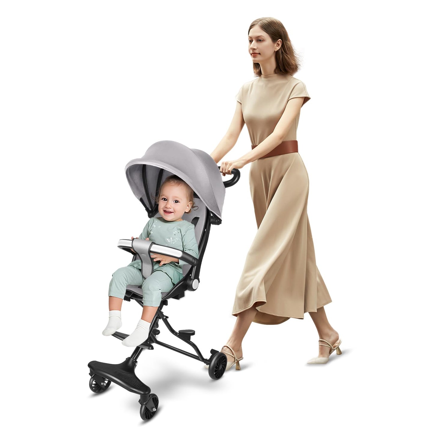 Reisekinderwagen, kompakt & faltbar, drehbarer Sitz, für Kleinkinder