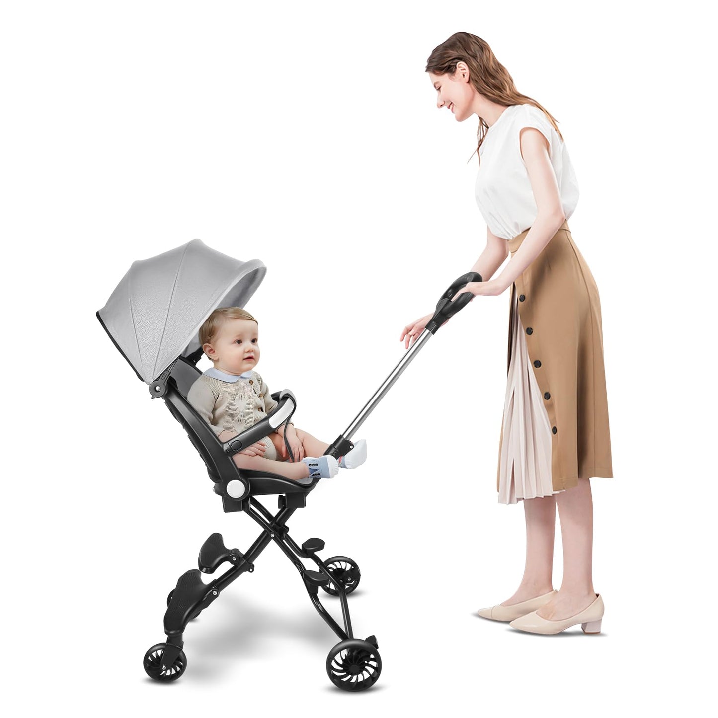 Reisekinderwagen, kompakt & faltbar, drehbarer Sitz, für Kleinkinder