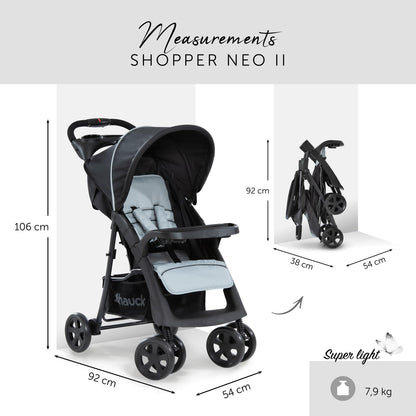Hauck Shopper Neo II Buggy, liegefunktion & faltbar, bis 22 kg, Schwarz/Grau