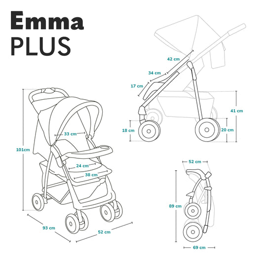 LIONELO Emma Plus Buggy, leicht & faltbar, Liegefunktion, bis 15 kg, Pink