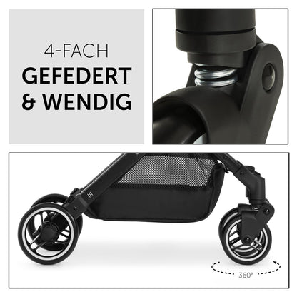 Hauck Travel N Care Reise Buggy, leicht & kompakt, bis 22 kg, Schwarz