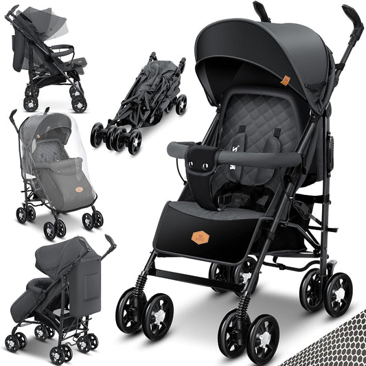 KIDIZ City-Pro Buggy, klappbar & liegefunktion, bis 22 kg, Anthrazit