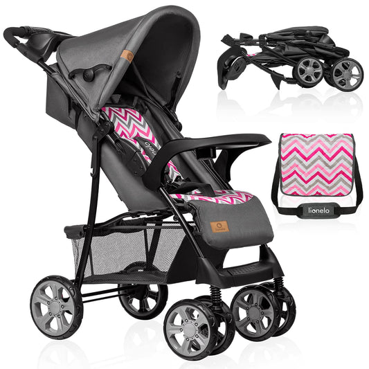 LIONELO Emma Plus Buggy, leicht & faltbar, Liegefunktion, bis 15 kg, Pink