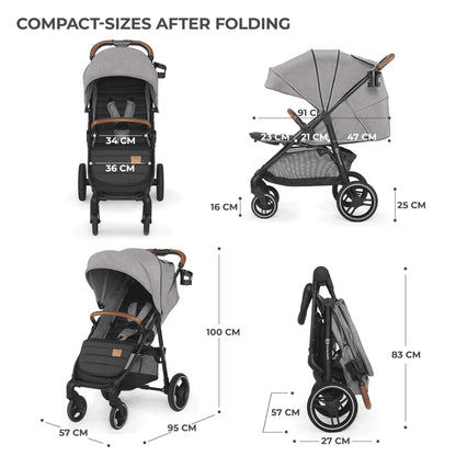 Kinderkraft GRANDE PLUS Buggy, faltbar & liegefunktion, bis 22 kg, Grau