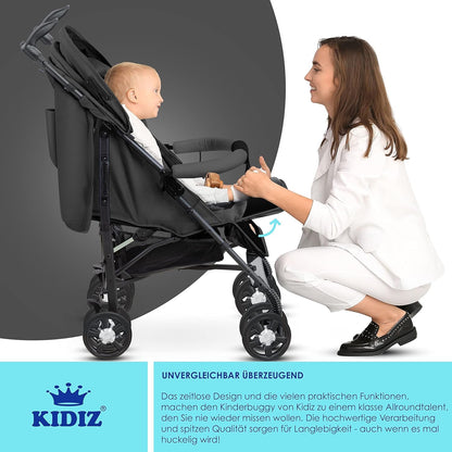 KIDIZ City-Pro Buggy, klappbar & liegefunktion, bis 22 kg, Anthrazit