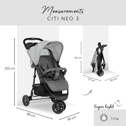Hauck Buggy Citi Neo 3, leicht & faltbar, bis 22 kg, Grau