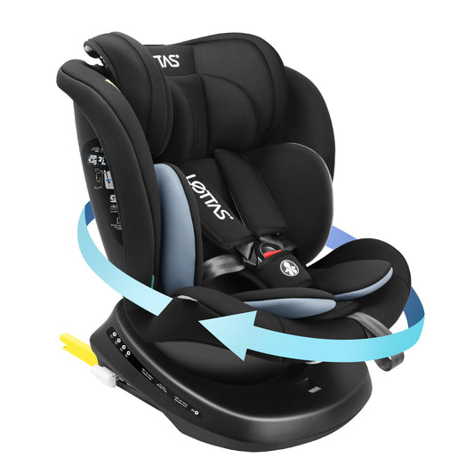 LETTAS i-Size Kindersitz 360° drehbar, Isofix, 40–150 cm, 0–12 Jahre