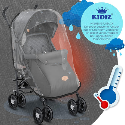 KIDIZ City-Pro Buggy, klappbar & liegefunktion, bis 22 kg, Anthrazit