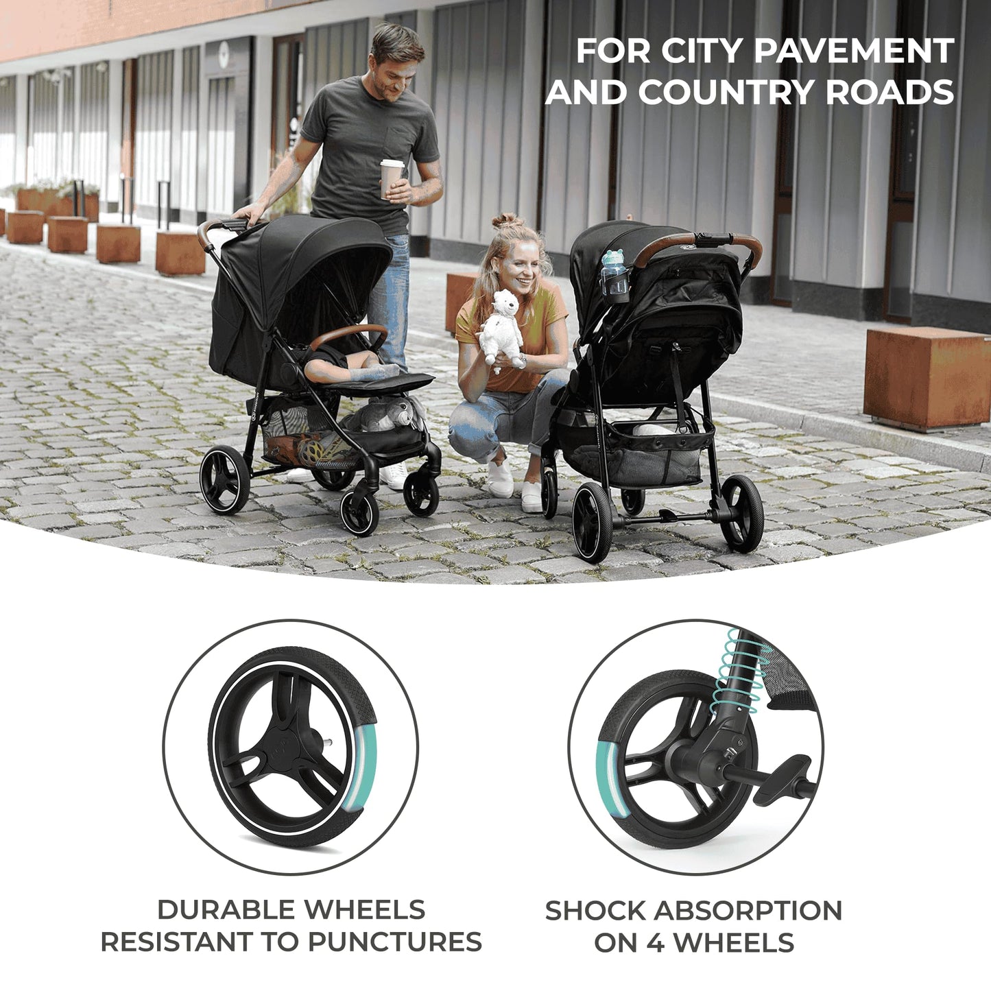 Kinderkraft GRANDE PLUS Buggy, faltbar & liegefunktion, bis 22 kg, Grau